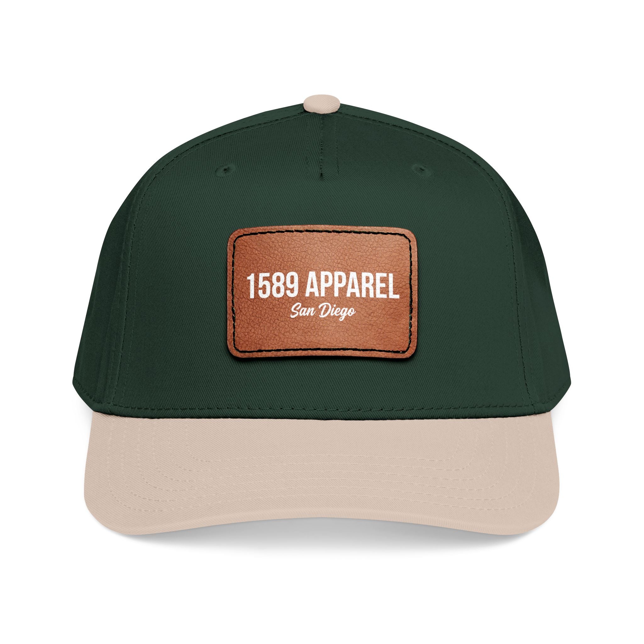 Mid Profile Baseball Cap with Leather Patch (Rectangle)