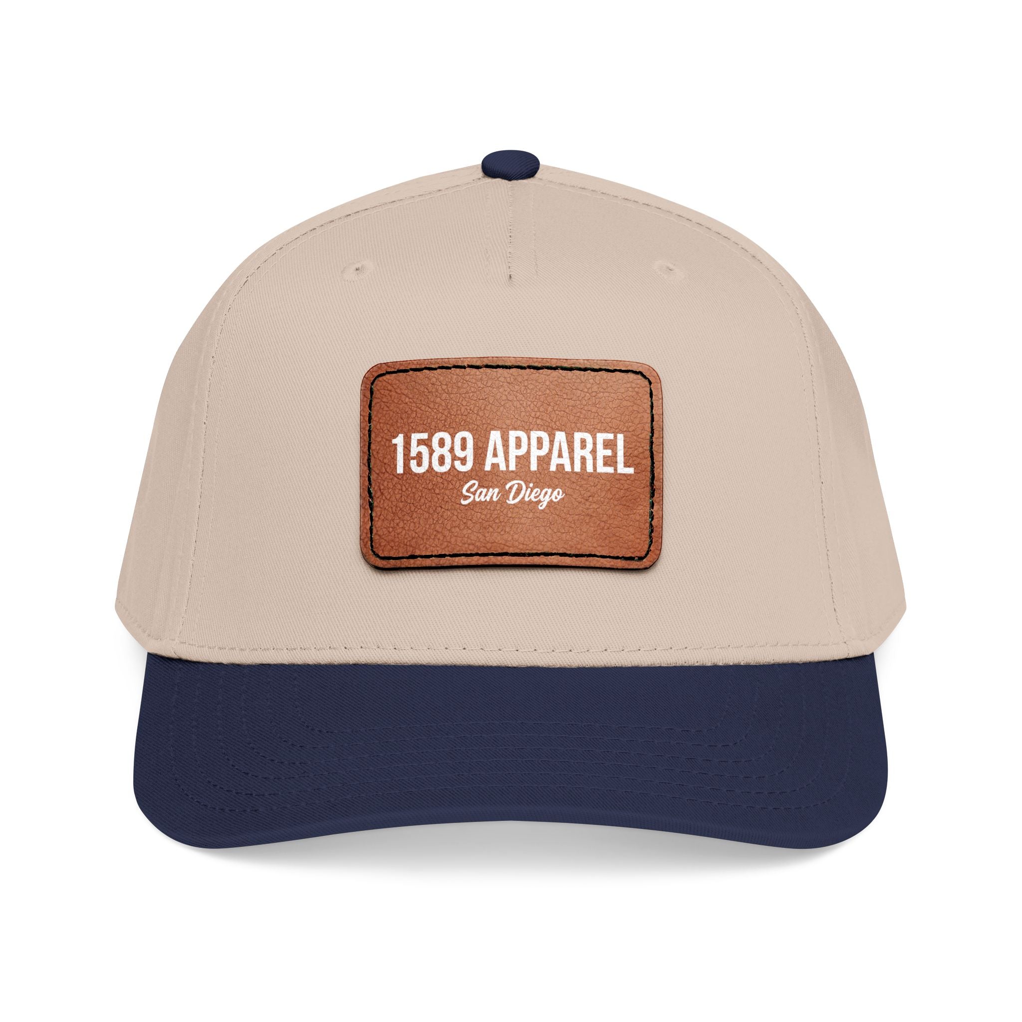 Mid Profile Baseball Cap with Leather Patch (Rectangle)