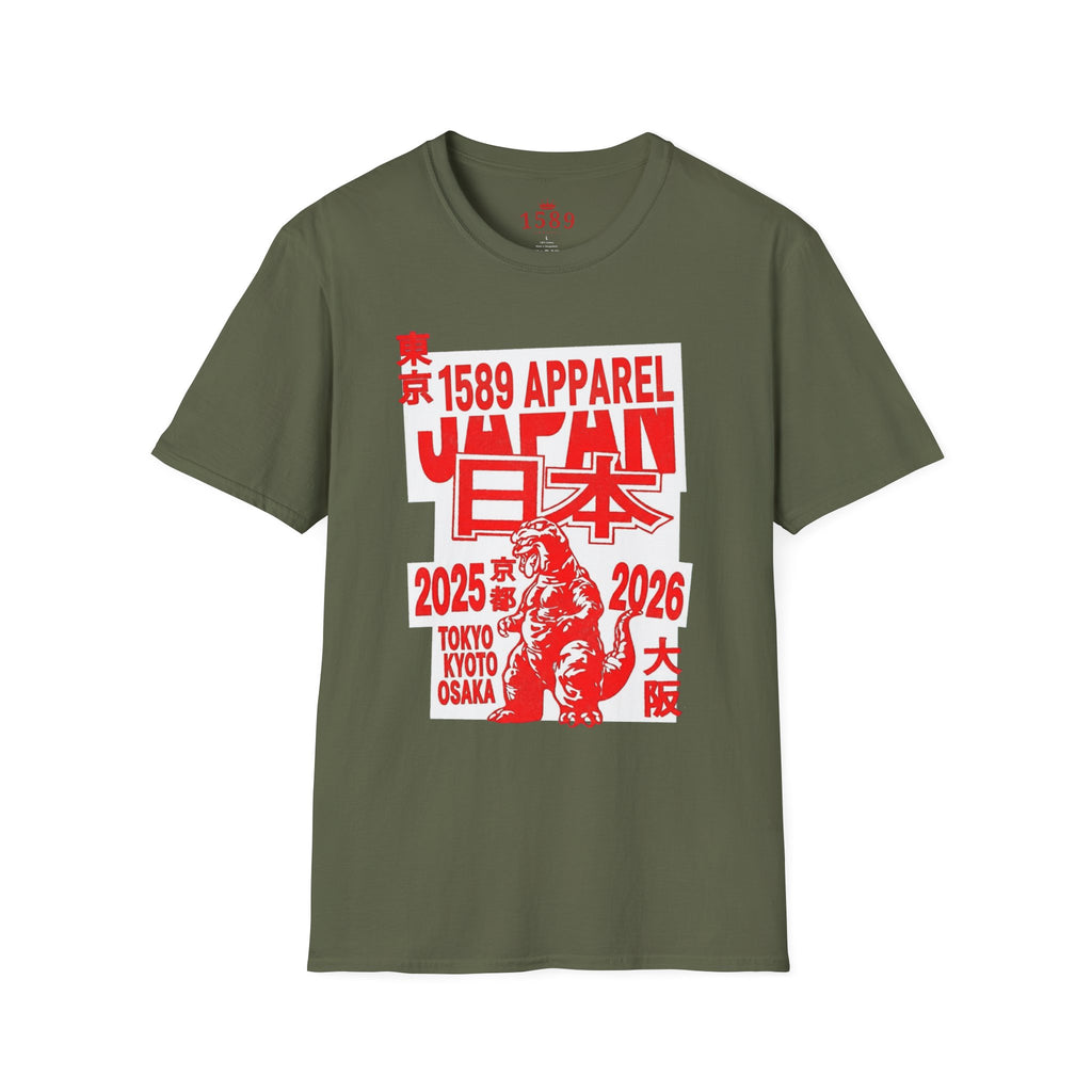 Japan Godzilla Graphic T-Shirt — Tokyo Kyoto Osaka 2025-2026 Retro Red Print
